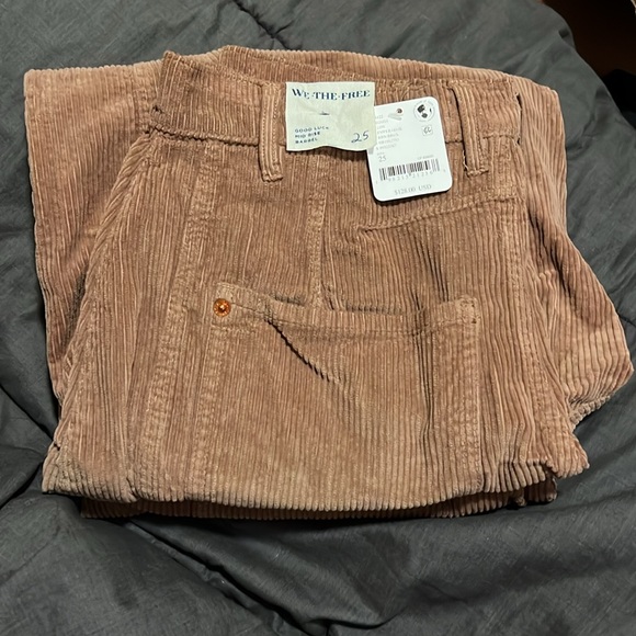 Free People We The Free Good Luck Barrel Jeans Corduroy NWT Sz 25 - Picture 3 of 3